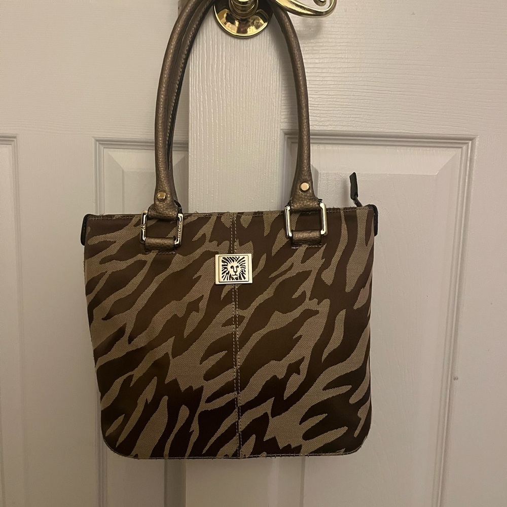 Anne Klein Brown Zebra Print Shoulder Bag